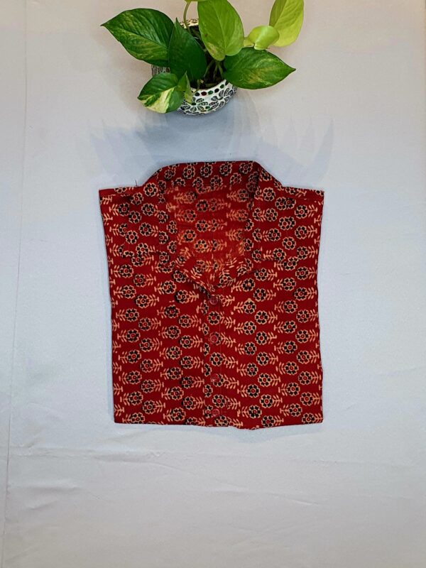 cotton printed Crop shirt *colour - brick red