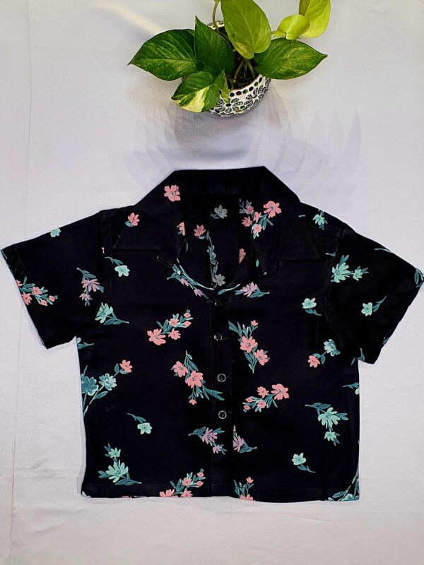 rayon printed Crop shirt *colour - black