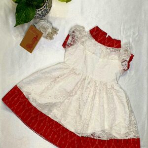 Baby frock *colour -white *Fabric- net and ikkat *size- 22