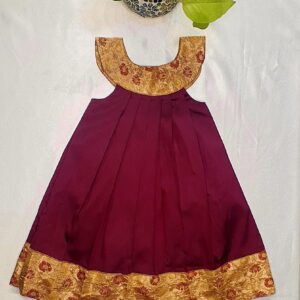 Baby frock *colour -maroon *Fabric- Silk and brocade